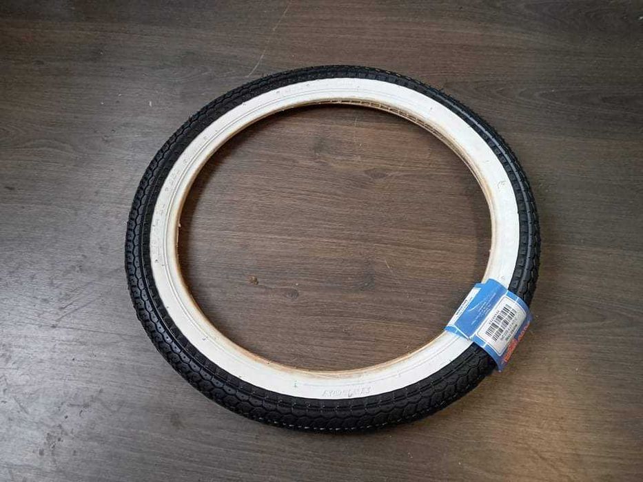 Nowa opona retro 2,25 19" Romet Komar biały bok pasek