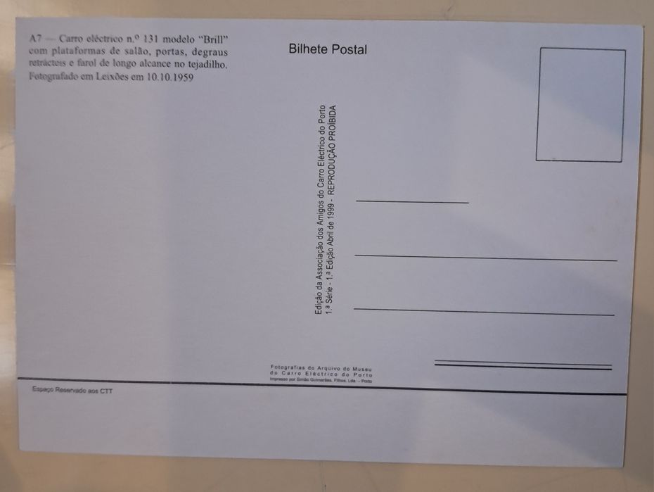 Postais de Carros Eléctricos da Cidade do Porto.