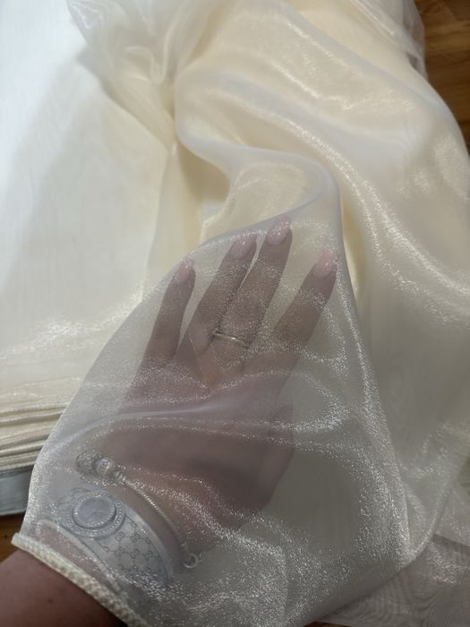 Тюль, гардина на метраж. Шифон айвори с мерцанием