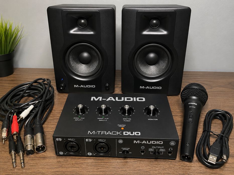 Kit Home Studio M-Audio BX4BT + M-Track Duo + Shure SV200
