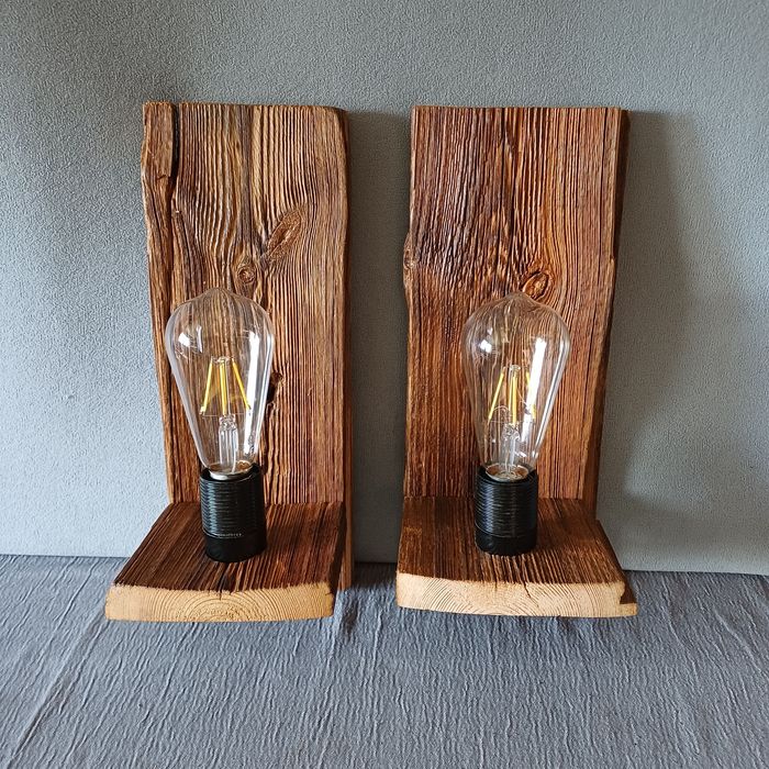 Lampy ścienne / kinkiety z drewna ze starej stodoły | Rustykalne | Loft | Handmade