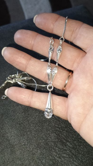 Zestaw srebro i cyrkonie