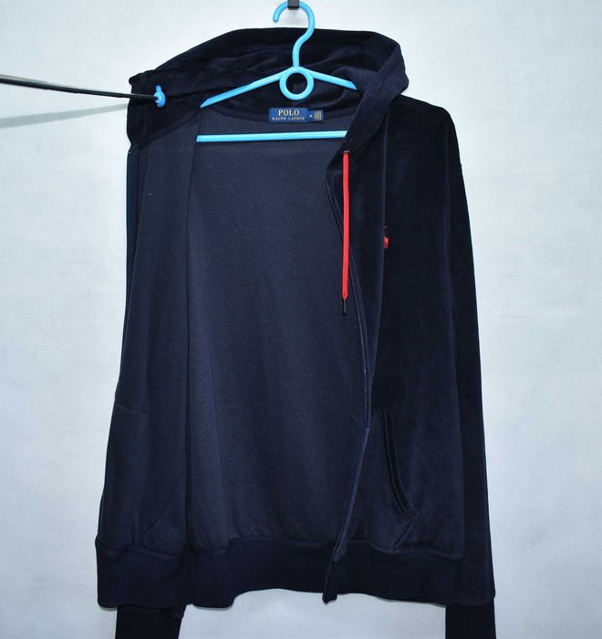 Ralph Lauren Polo Welurowa Rozpinana Bluza z Kapturem M