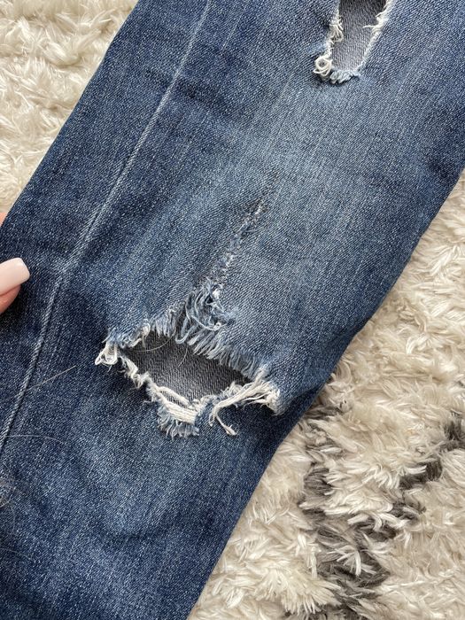 Jeansy ciemne rurki H&M divided dziury przetarcia S/36