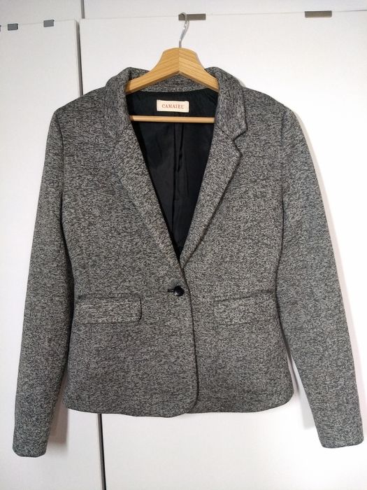Marynarka Camaieu 36/S, szary melanż, elegancka marynarka, narzutka