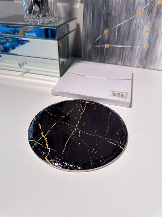 Podstawka ozdobna czarna jak marmur wzór nowa glamour