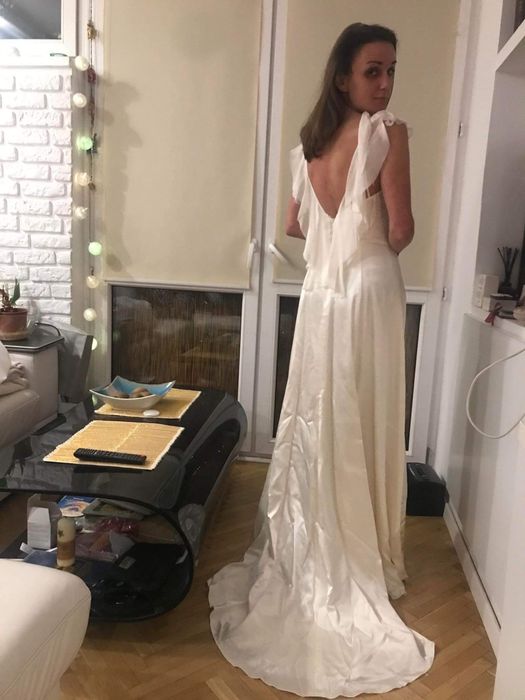 Suknia ślubna jedwabna Polska projektantka ***Okazja***