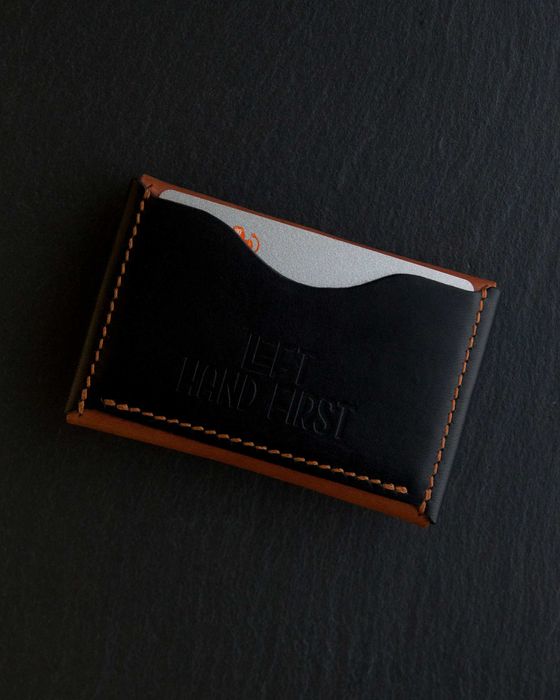 Portfel skórzany czarno-brązowy portmonetka handmade