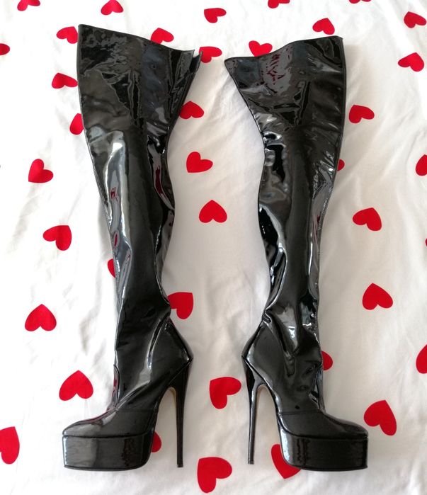 WALENTYNKI kozaki latex high heels platforma wysokie styl pleaser