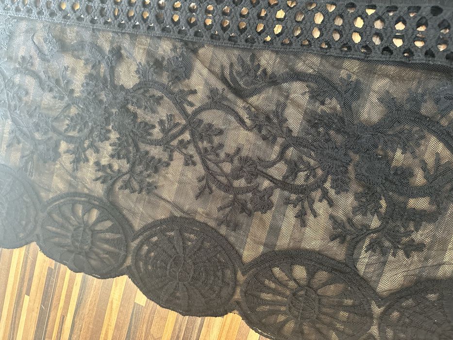 Pareo plażowe plażę wakacje narzutka kimono koronkowe czarne oversize