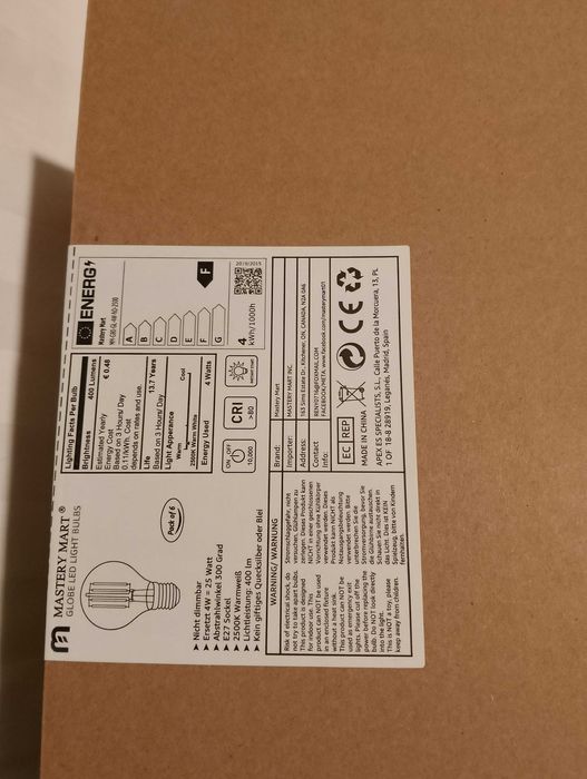 Mastery Mart Żarówka LED E27 w stylu vintage, 4 W, 400 lm, 2500 K
