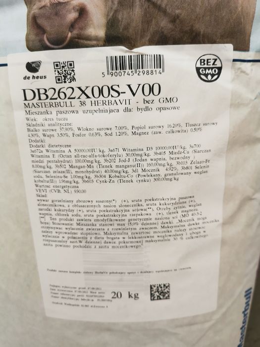 Koncentrat dla byków Masterbull 38% herba vit