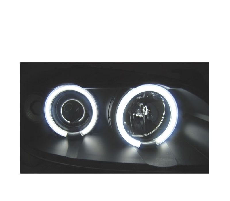 CONJUNTO DE FARÓIS PARA OPEL ASTRA G 97-04 ANGEL EYES LUZ DIURNA PRETOS