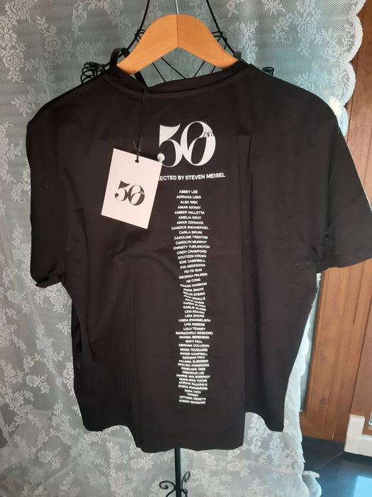 Tshirt Zara M kolekcja anniversary 50 lat czarna modelki Meisel nadruk