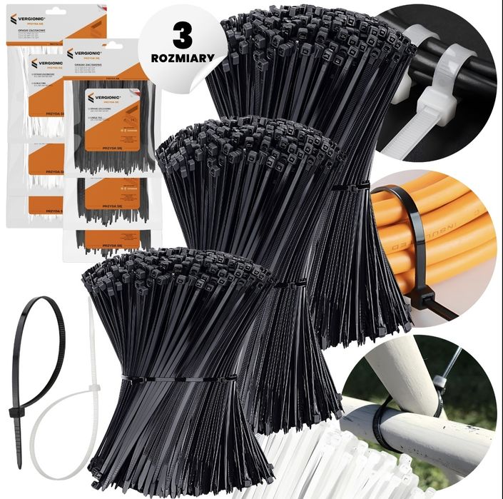 Opaski zaciskowe. 300 szt. Czarny