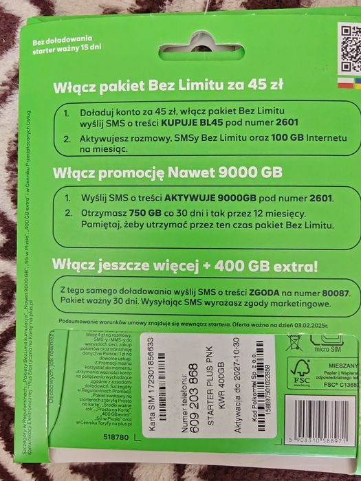 Łatwy numer telefonu Plus