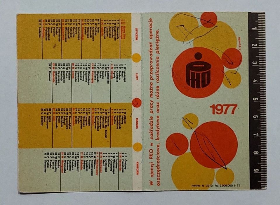Kalendarz PKO 1977 rok PRL