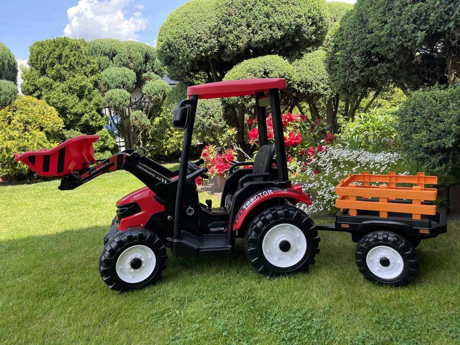 Olbrzymi Traktor na akumulator z przyczepą 24V 400 W PILOT KOPARKA TUR