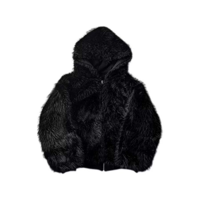 Утепленная оверсайз зип-худи с мехом в капюшоне / Куртка-толстовка Yeezy Gap