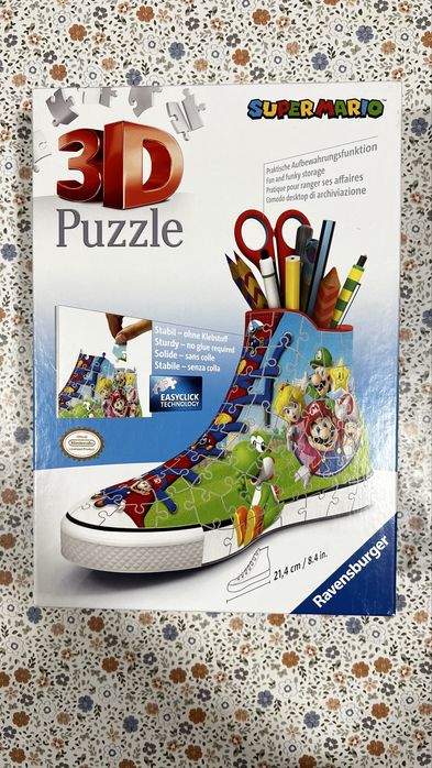 Puzzle 3D Super Mario Sapatilha Porta-Lápis