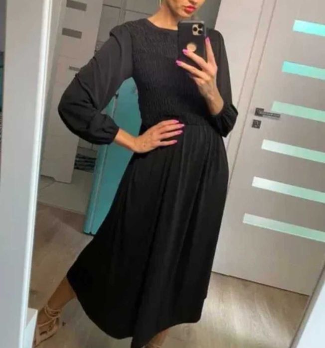 Zara czarna dluga elegancka sukienka