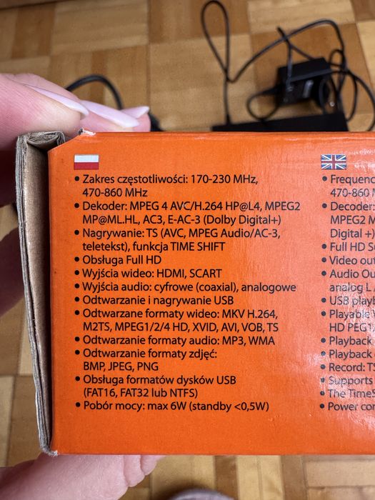 Dekoder TV Manta DVBT011 przewód kabel DPM scart hdmi media player