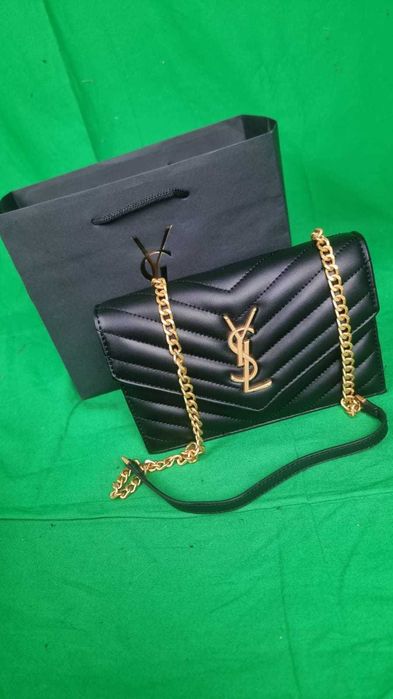 Torebka damska ysl torba listonoszka na lancuszku zlotym Premium