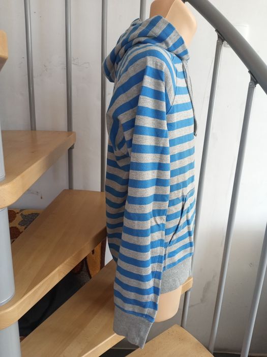 Bluza męska z kapturem kangurek niebiesko szare paski McKenzie