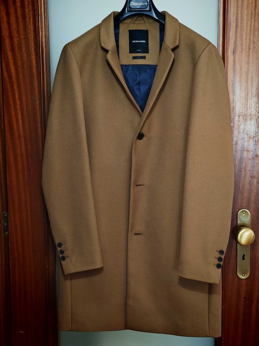 Sobretudo castanho jack jones L meia estação (castanho claro avelã)