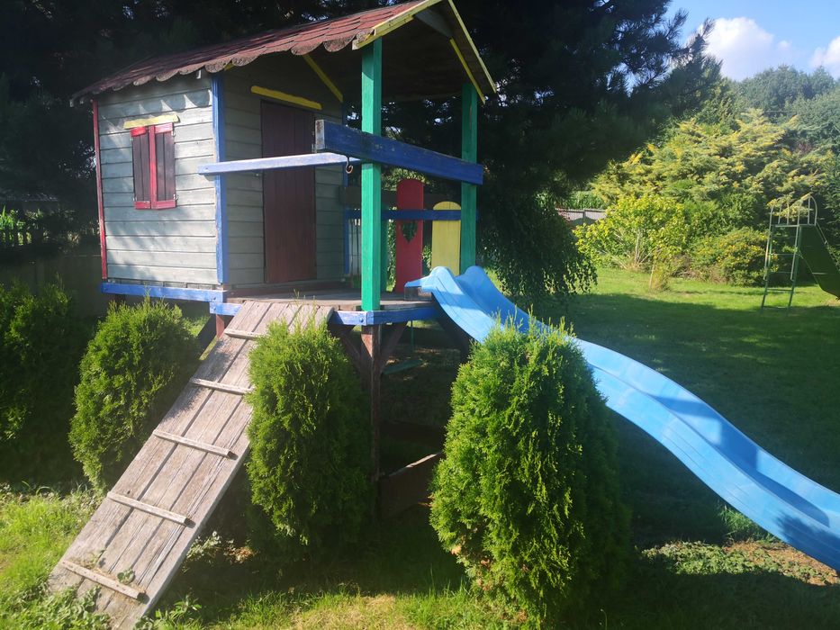 Placyk zabaw do ogrodu / domek/ zjeżdżalnia/huśtawka