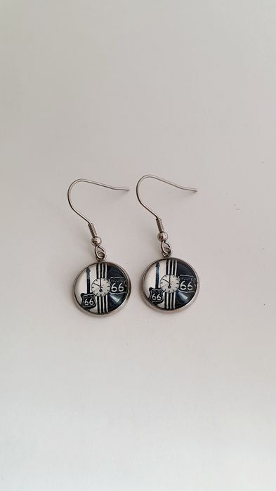 Kolczyki Route 66 motor motocykl vinyl gitara rock metal