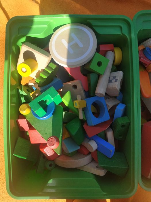 Duży zestaw klocki drewniane stacja kosmiczna pudełka IKEA