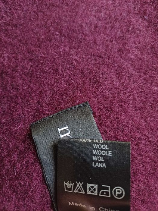 Bardzo duży bordowy szal z wełny mbyM