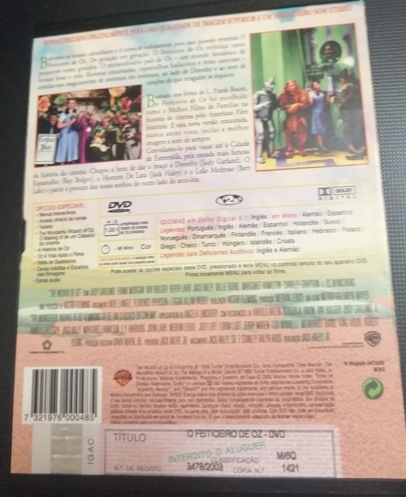 O Feiticeiro de Oz - dvd caixa snapercase