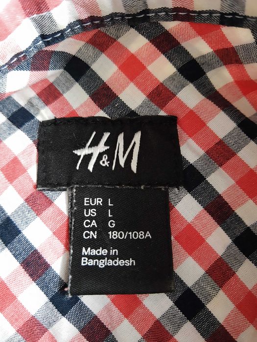 Koszula H&M w kratkę z krótkim rękawem