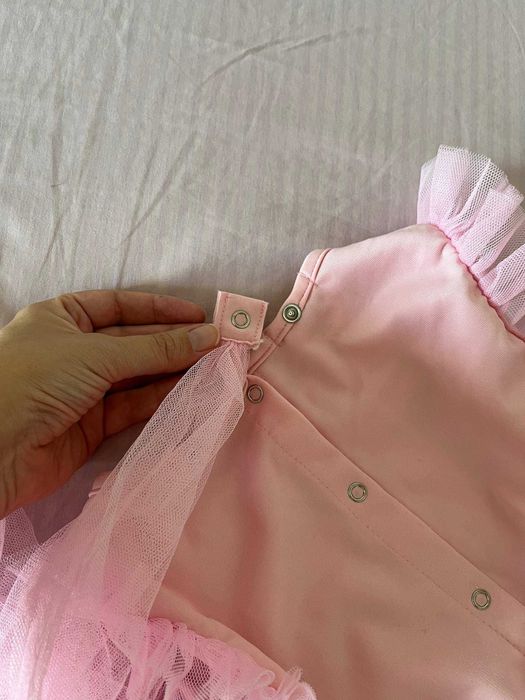 Vestido de princesa Vertbaudet rosa com lantejoulas e capa 8-10 anos