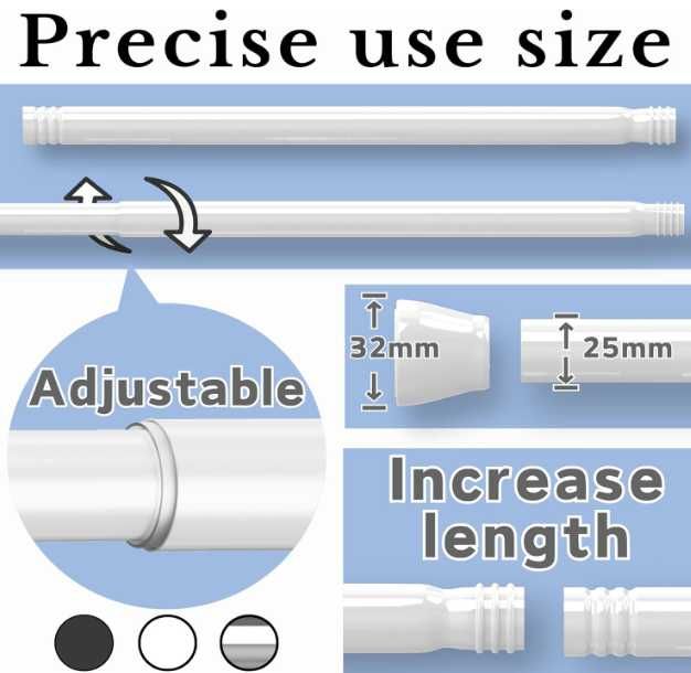 Drążek prysznicowy teleskopowy 170-260 cm czarny stal