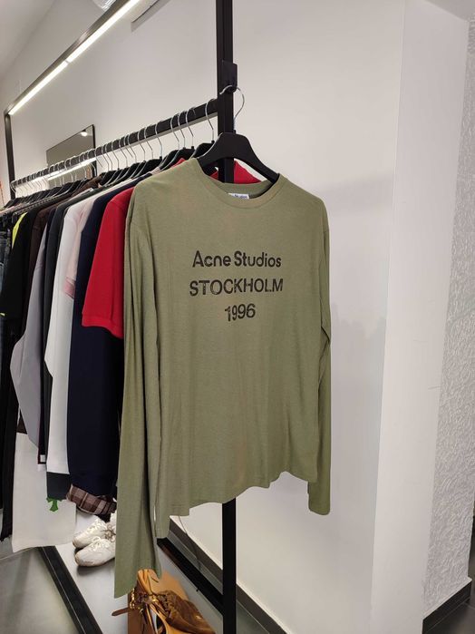 Лонгслів Acne Studios Stamp Logo Long Sleeve Olive Green