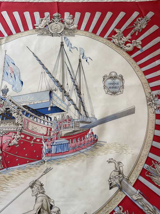 Вінтажна шовкова хустка (каре) Hermes «La Marine à Rames” Оригінал!