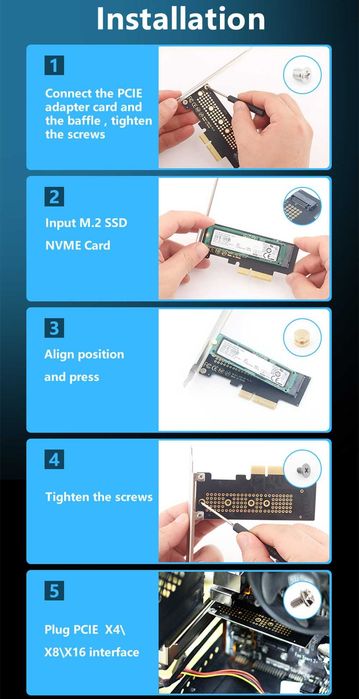 Przejściówka Adapter dysku|M2 NVMe do PCIe 4.0 x1| Fenvi