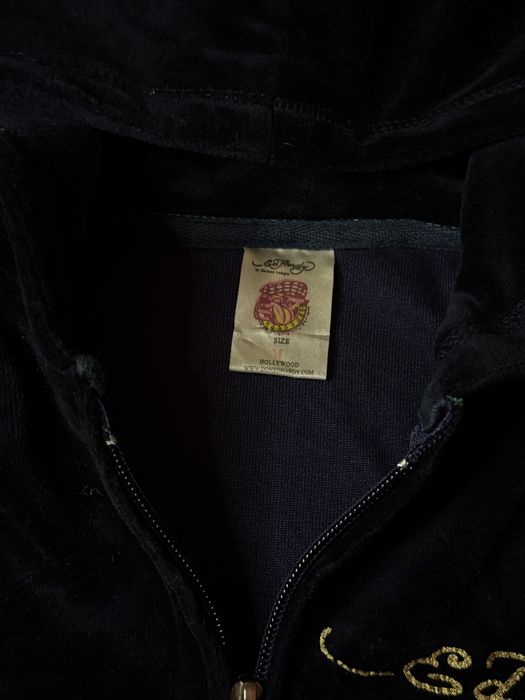 Велюрове зіп худі ed hardy by Christian Audigier