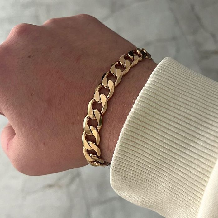 Złota Bransoletka Męska Z Grawerem, Bransoleta Pancerka, Stal Chirurgi