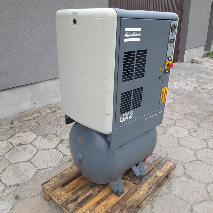 Sprężarka śrubowa Atlas Copco GX2 + zbiornik 200L 7.5bar