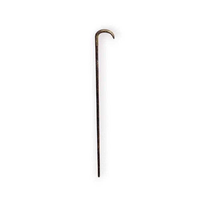 Bengala Antiga Madeira Cabo Metálico Dourado (Aplicação a Ouro) – 89 cm