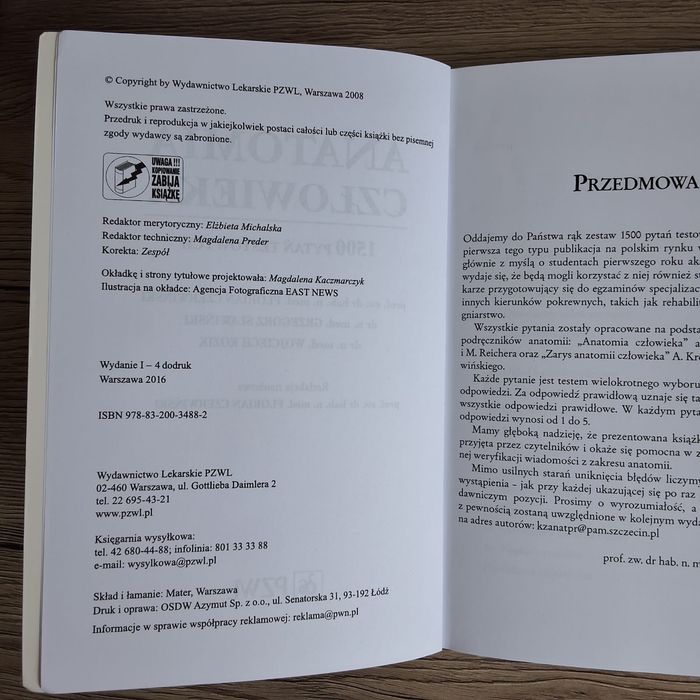 Anatomia człowieka 1500 pytań testowych