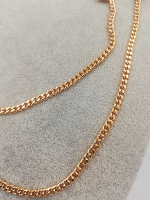 Łańcuszek pozłacany 18 k pancerka 55 cm
