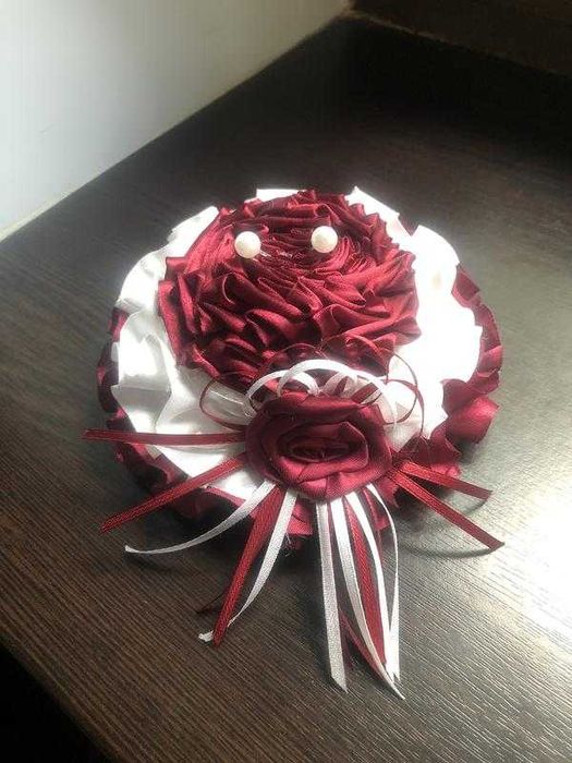 Подушка для колец подушечка свадебная бордо  подставка для колец