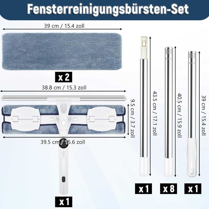 Mop do okien teleskopowy ściągaczka do mycia szyb luster kabiny 388cm