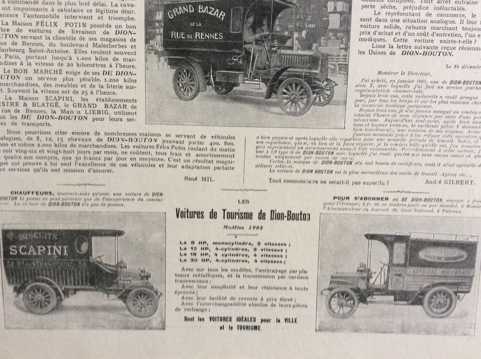 Les véhicles Commerciux et Industrieles De Dion - Bouton, 1905
