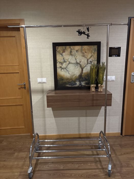 Cabide/Charriot com rodas aço cinza 108-168,5x53x185,5 cm Spaceo